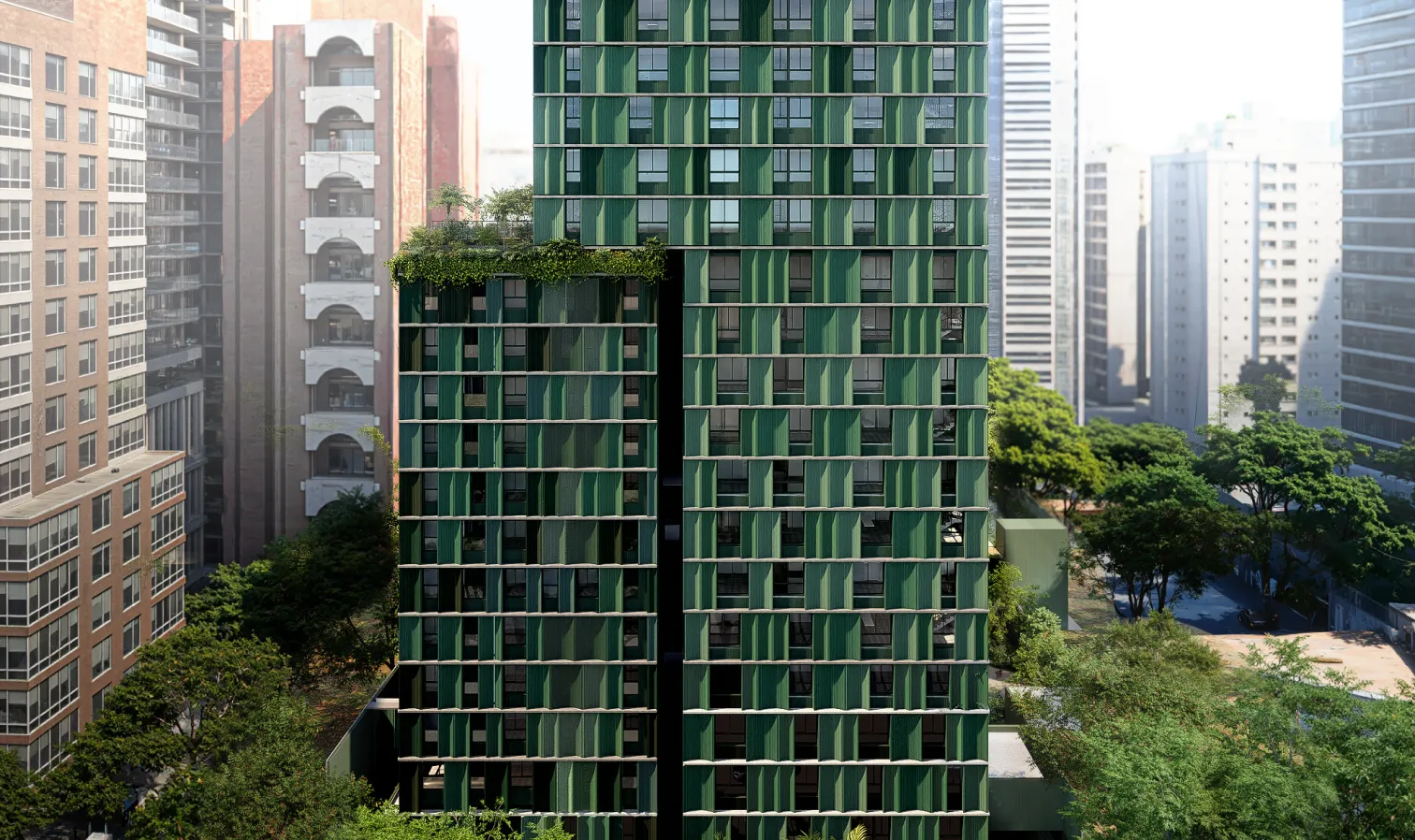 Fachada Henrique Schaumann do empreendimento Samanea