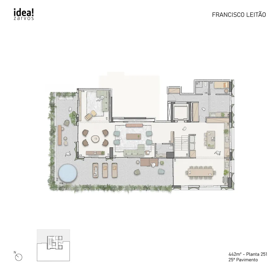 Planta Residencial 442 m² 442m² - Planta 251 · 25º Pavimento