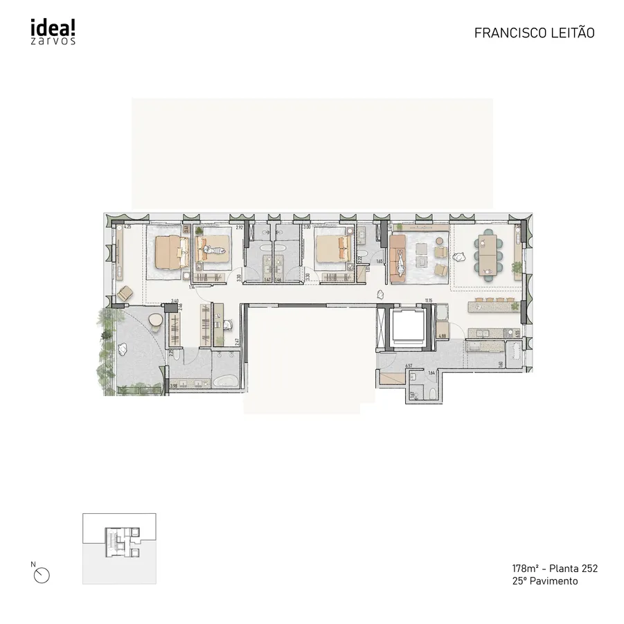 Planta Residencial 178 m² 178m² - Planta 252 · 25º Pavimento
