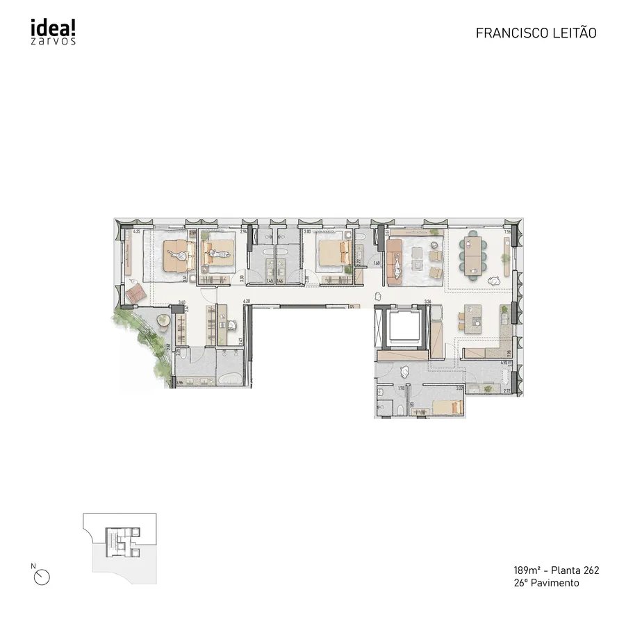 Planta Residencial 189 m² 189m² - Planta 262 · 26º Pavimento