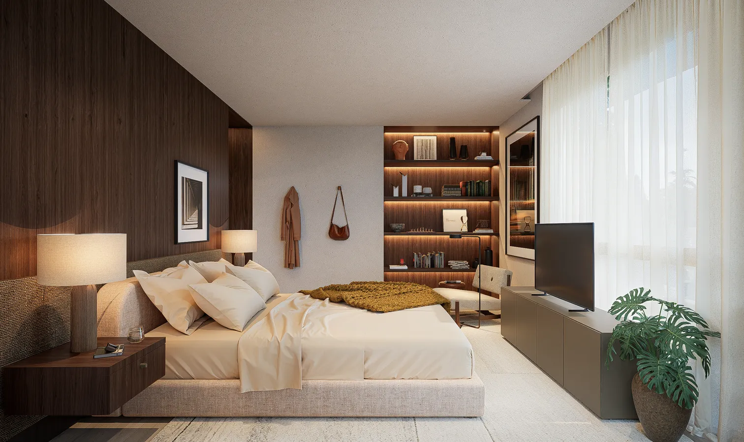 Suíte master do empreendimento Samanea