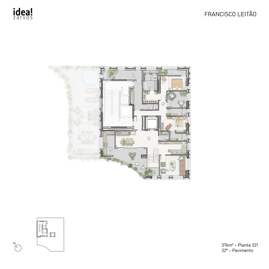 Planta Residencial 376 m² 376m² - Planta 321 · 32º Pavimento