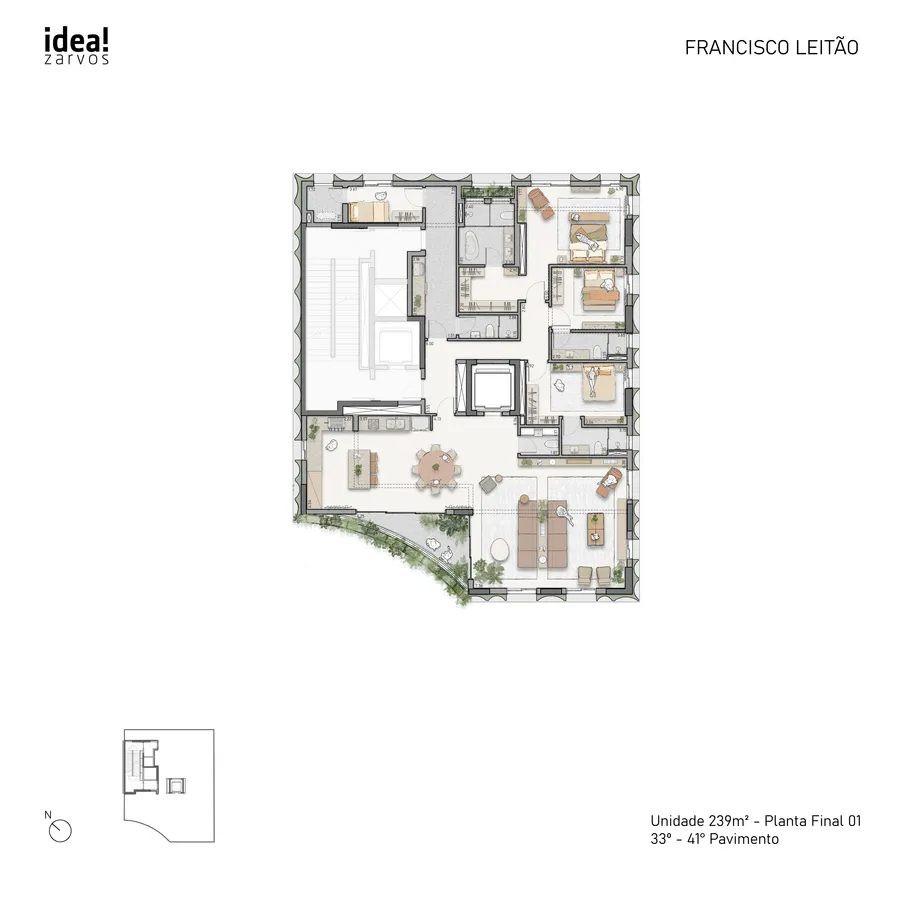 Planta Residencial 239 m² 239m² - Final 01 · 33º - 41º Pavimento
