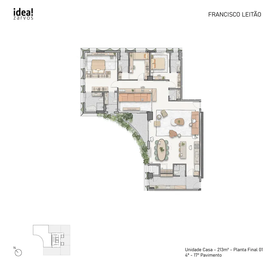 Planta Unidade Casa 213 m² 213m² - Casa Final 01 · 4º - 17º Pavimento