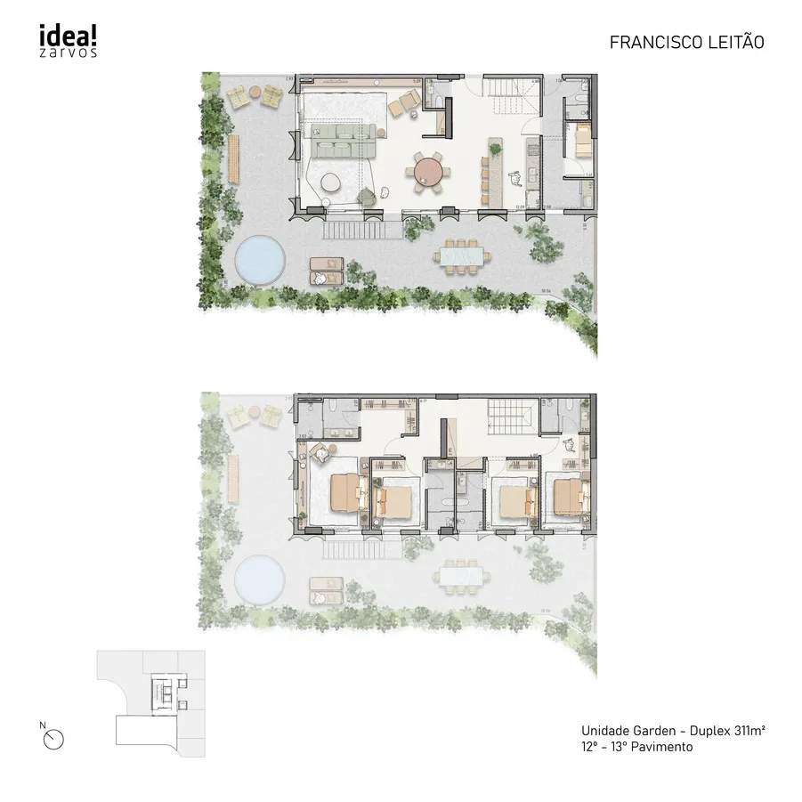 Planta Garden Duplex 311 m² 311m² - Garden Duplex · 12º - 13º Pavimento