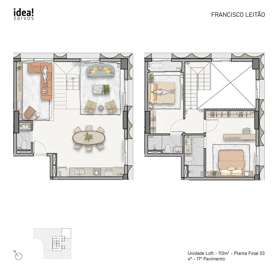 Planta Loft 113 m² 113m² - Loft Final 03 · 4º - 17º Pavimento