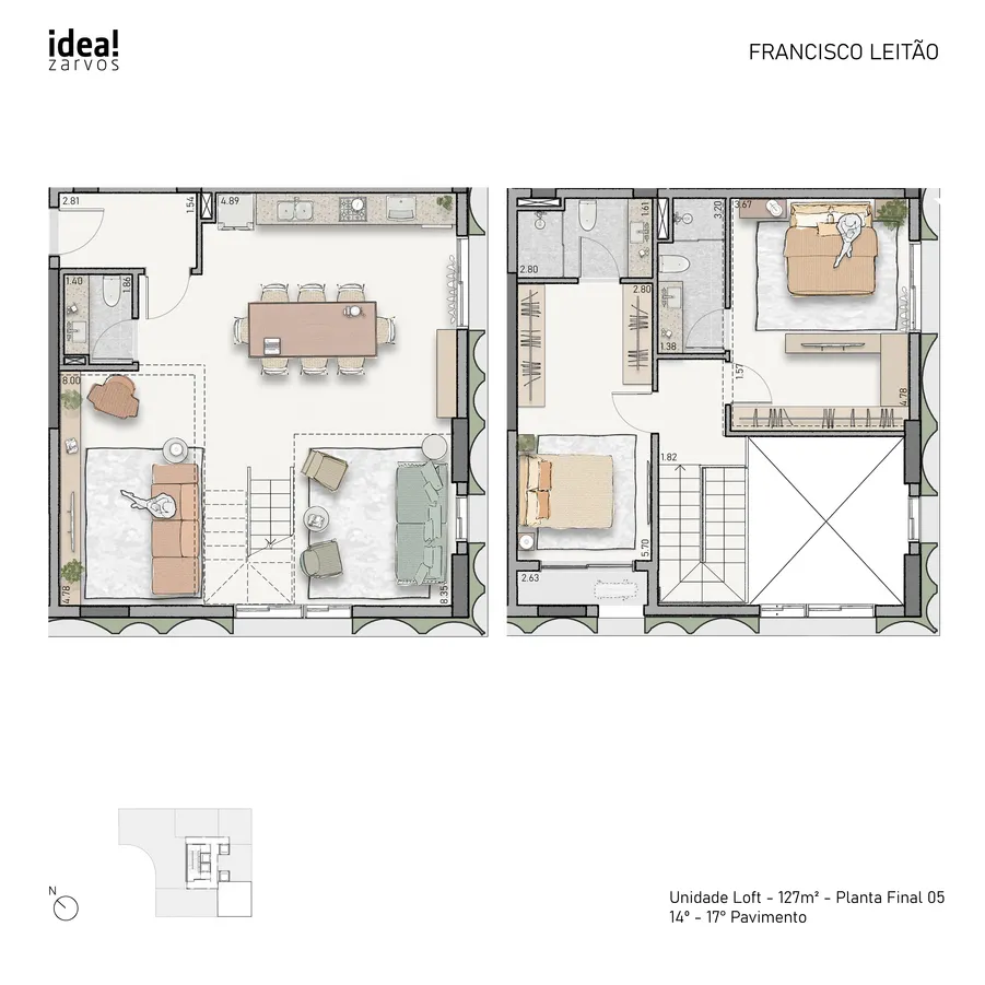 Planta Loft 127 m² 127m² - Loft Final 05 · 14º - 17º Pavimento