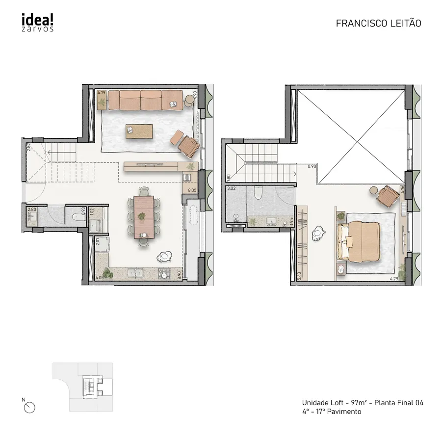 Planta Loft 97 m² 97m² - Loft Final 04 · 4º - 17º Pavimento