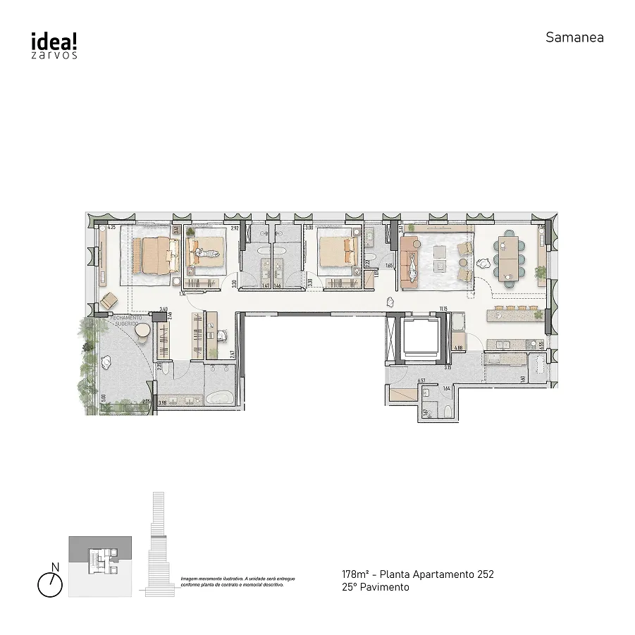 Planta Residencial 178 m² 178m² - Planta 252 · 25º Pavimento