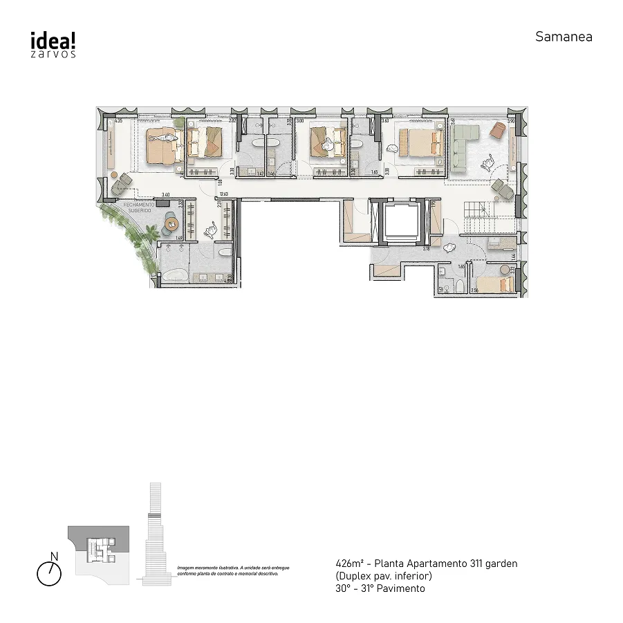 Planta Residencial 426 m² 426m² - Duplex Inferior Planta 311 · 30º - 31º Pavimento