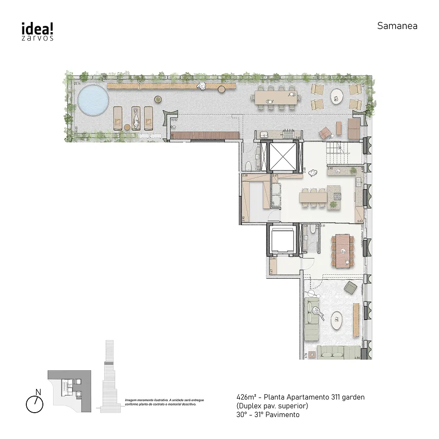 Planta Residencial 426 m² 426m² - Duplex Superior Planta 311 · 30º - 31º Pavimento