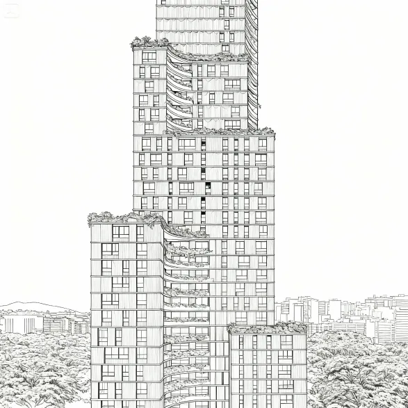 Ilustração do prédio do Samanea